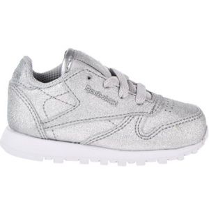 Reebok classic silver metallic glitter sneakers